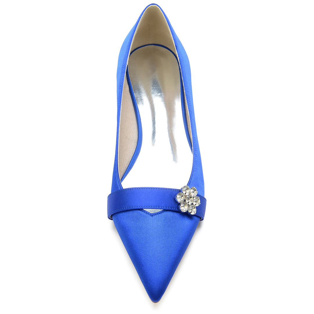Chaussures de Mariage pour Femmes Petites Chaussures de Mariée à Bout Pointu et à Fleur de Diamant