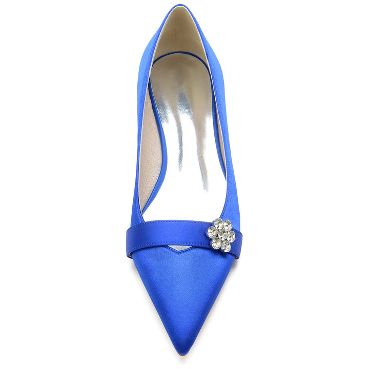 Chaussures de Mariage pour Femmes Petites Chaussures de Mariée à Bout Pointu et à Fleur de Diamant