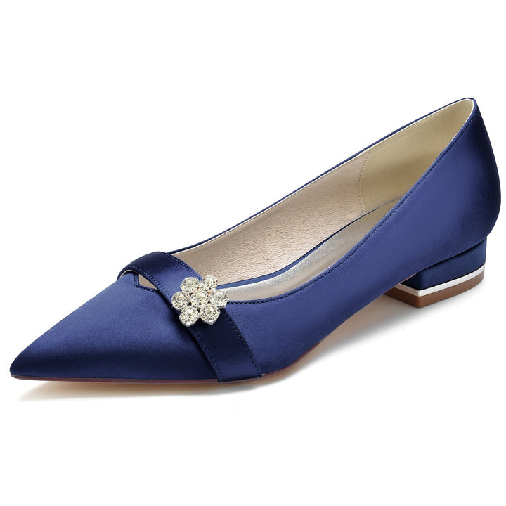 Chaussures de Mariage pour Femmes Petites Chaussures de Mariée à Bout Pointu et à Fleur de Diamant