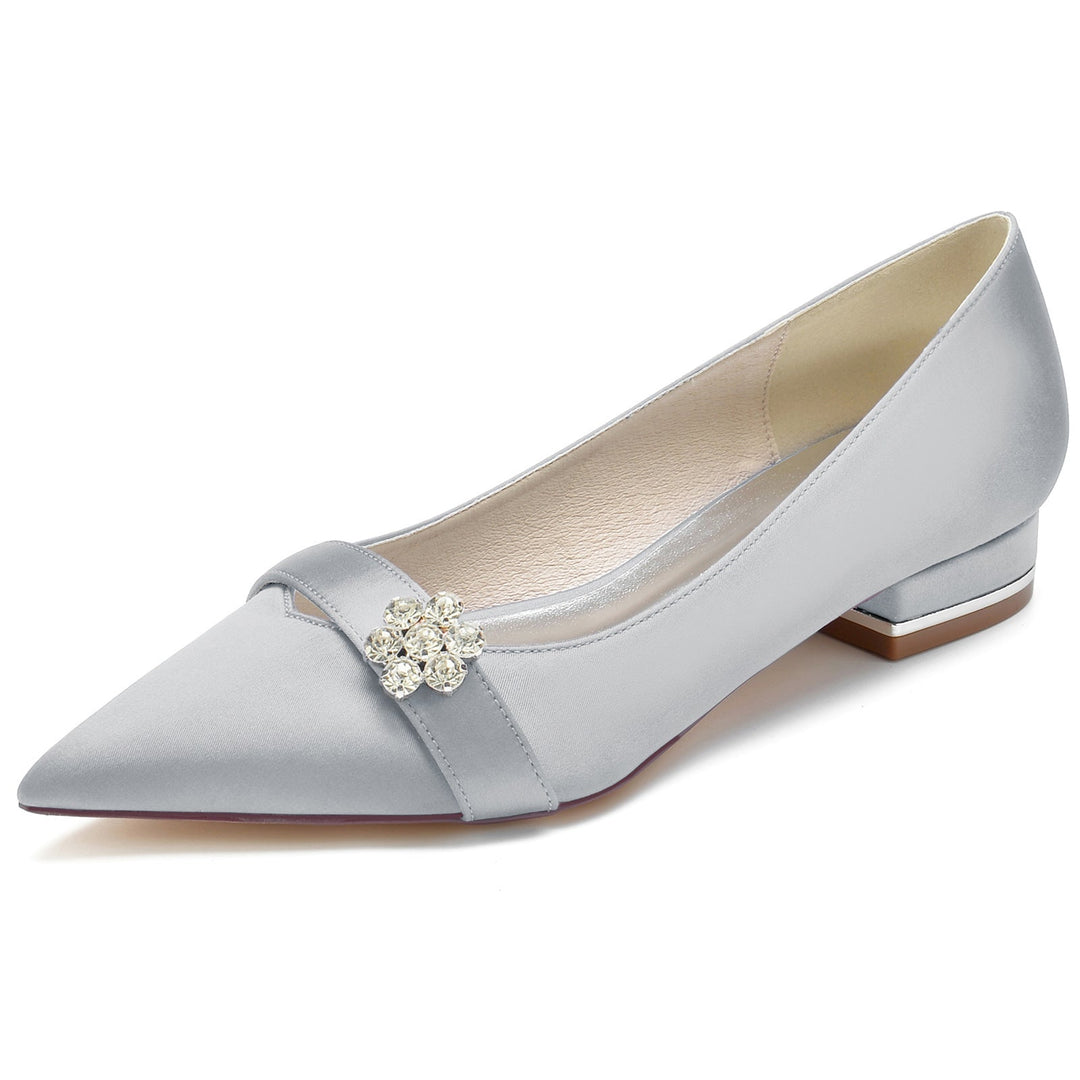 Chaussures de Mariage pour Femmes Petites Chaussures de Mariée à Bout Pointu et à Fleur de Diamant