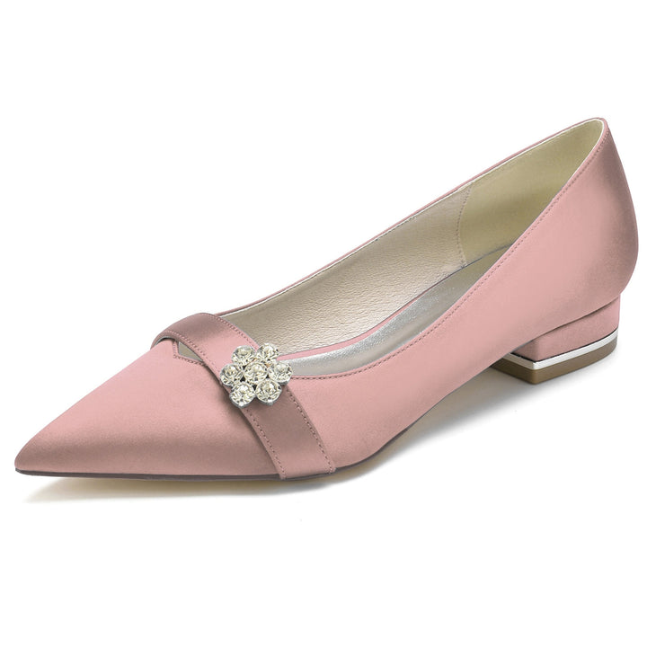 Chaussures de Mariage pour Femmes Petites Chaussures de Mariée à Bout Pointu et à Fleur de Diamant