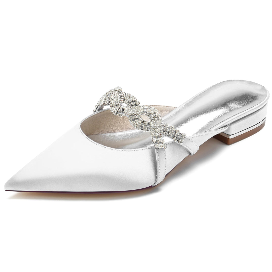 Chaussures de Mariage pour Femmes Chaussures de Mariée à Bout Pointu et Bas en Cristal Scintillant Torsadé