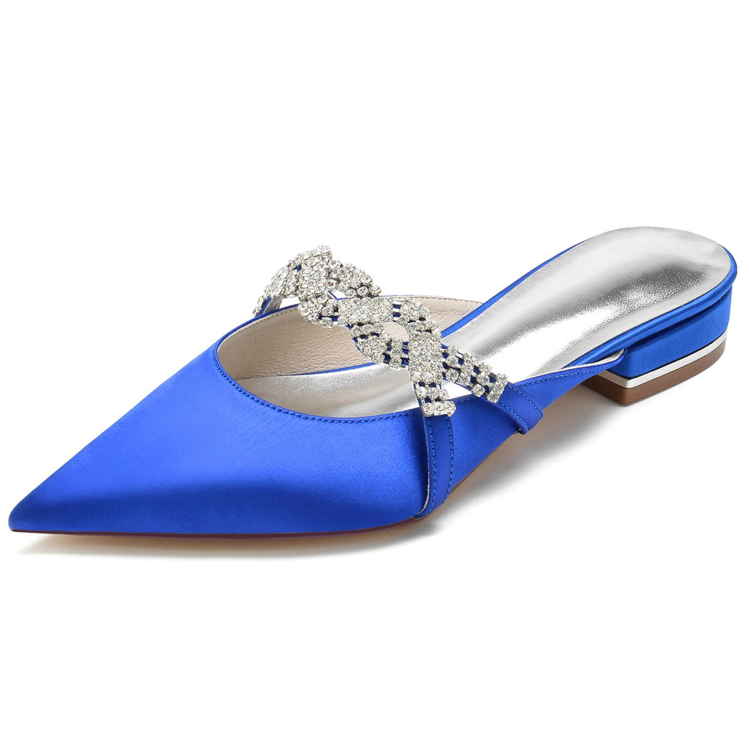 Chaussures de Mariage pour Femmes Chaussures de Mariée à Bout Pointu et Bas en Cristal Scintillant Torsadé