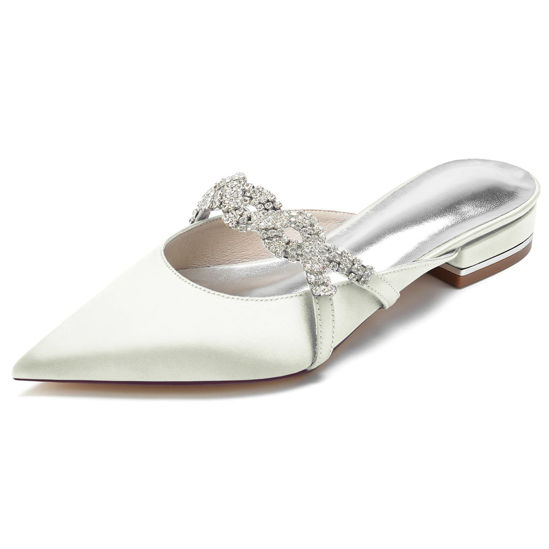 Chaussures de Mariage pour Femmes Chaussures de Mariée à Bout Pointu et Bas en Cristal Scintillant Torsadé