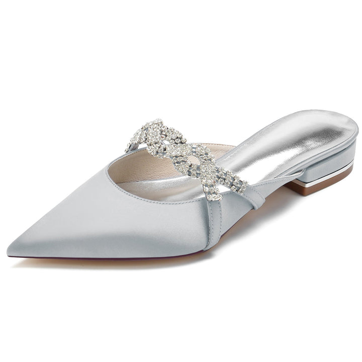 Chaussures de Mariage pour Femmes Chaussures de Mariée à Bout Pointu et Bas en Cristal Scintillant Torsadé