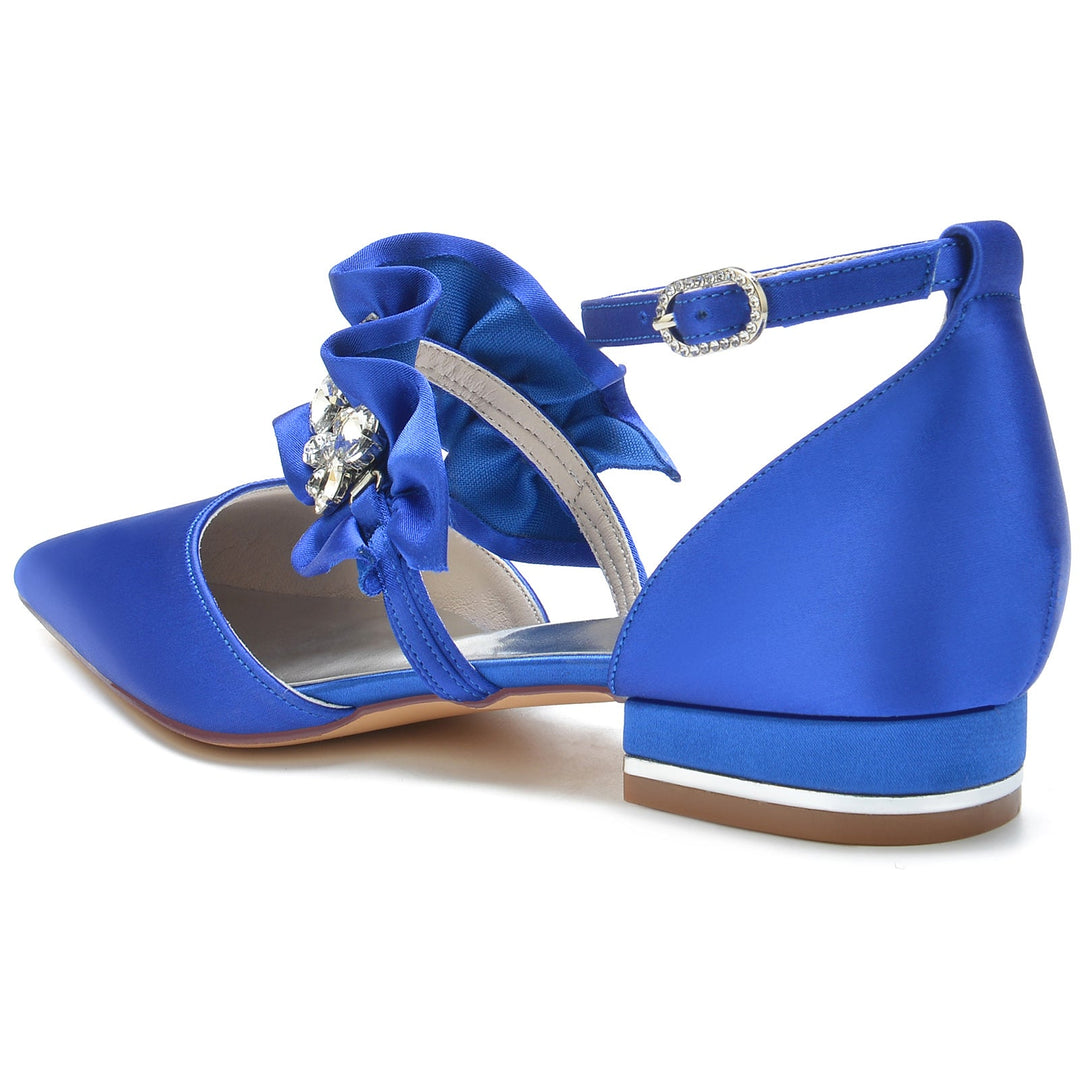 Chaussures de Mariage pour Femmes, Chaussures de Mariée Confortables à Bout Pointu et Strass avec Boucle