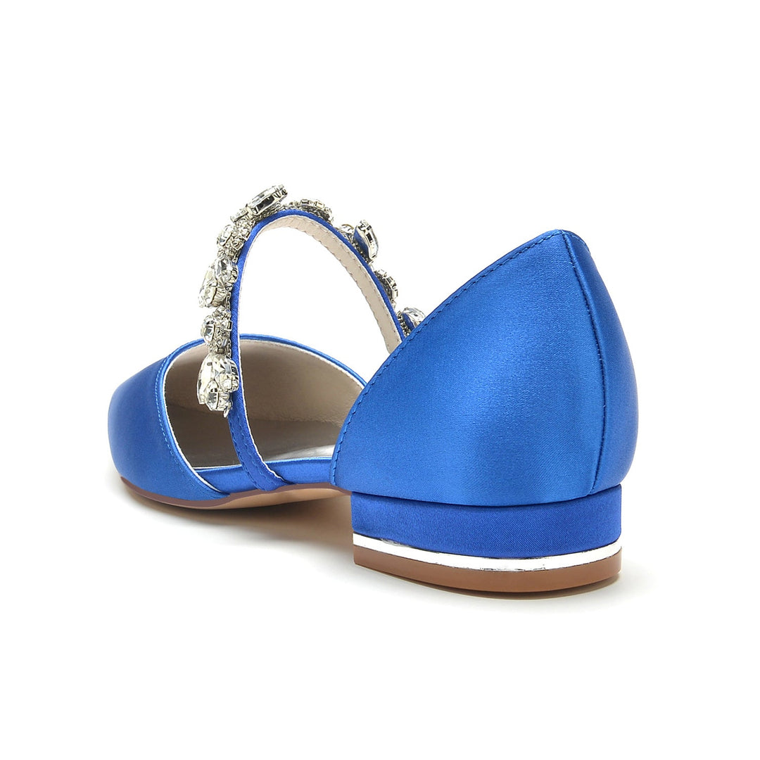 Chaussures de Mariage pour Femmes, Chaussures de Mariée à Talons Bas et Bout Pointu avec Strass