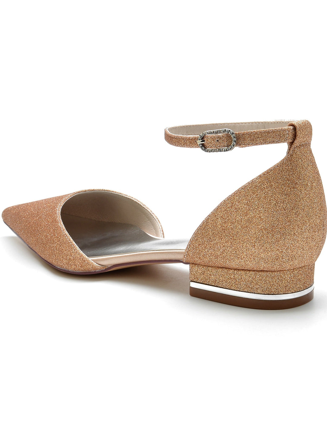 Chaussures de Mariage pour Femmes, Chaussures de Demoiselle D'Honneur à Talons Bas et Bout Pointu avec Strass