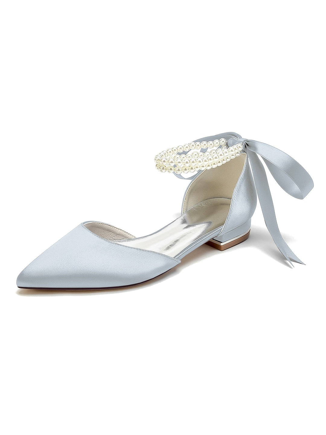 Chaussures de Mariage pour Femmes, Chaussures de Demoiselle D'Honneur à Bout Pointu et à Talon Bas avec Perles