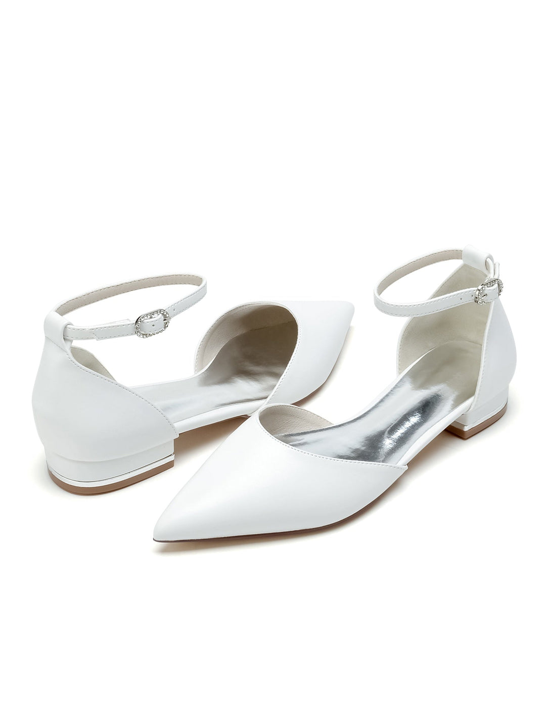 Chaussures de Mariage pour Femmes, Chaussures de Demoiselle D'Honneur à Talon Bas et à Bout Pointu