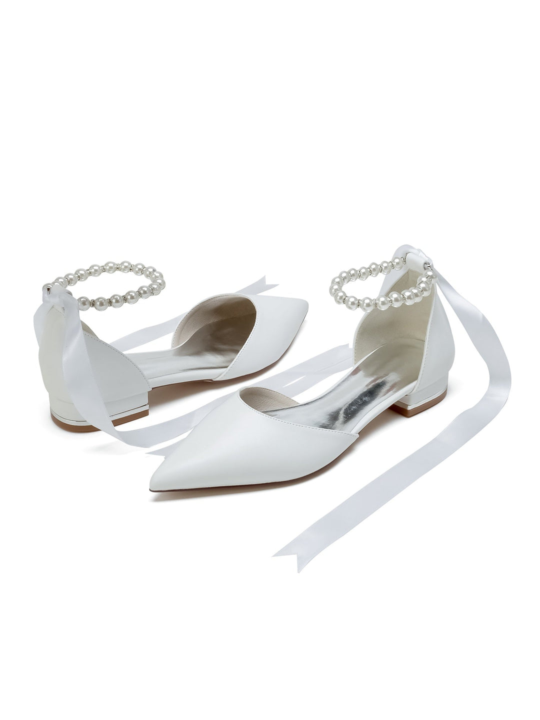 Chaussures de Mariage pour Femmes, Chaussures de Demoiselle D'Honneur à Talons Bas et Bout Pointu