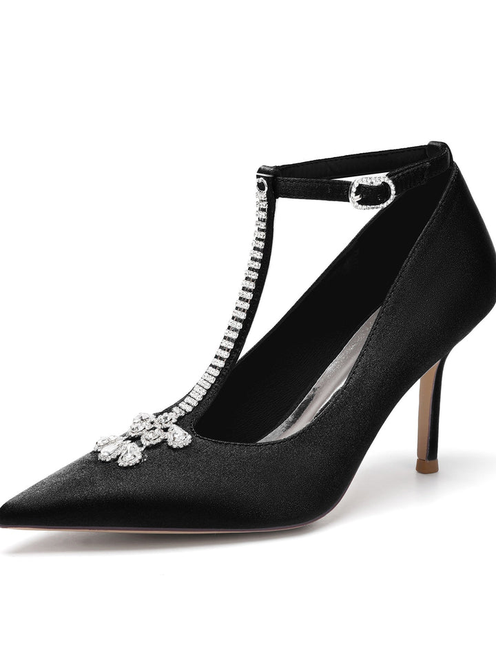 Chaussures de Mariage pour Femmes, Chaussures de Demoiselle D'Honneur à Talon Aiguille et Bout Pointu avec Strass