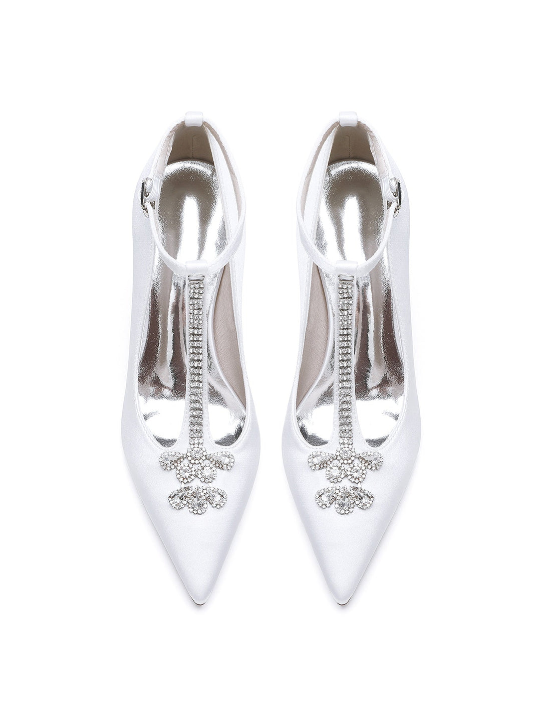 Chaussures de Mariage pour Femmes, Chaussures de Demoiselle D'Honneur à Talon Aiguille et Bout Pointu avec Strass