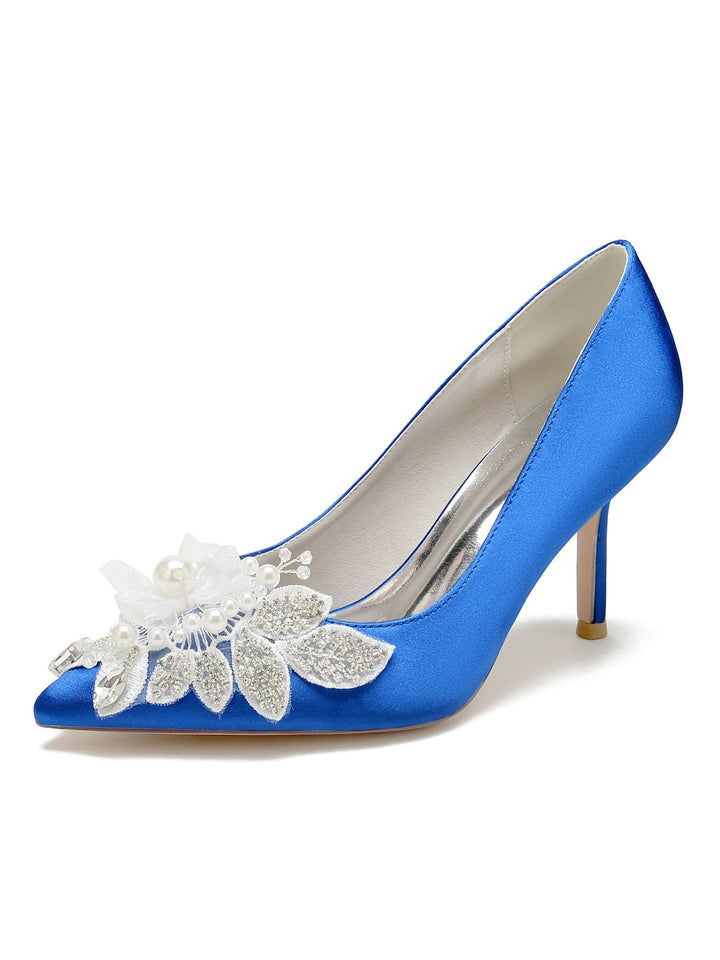 Chaussures de Mariage pour Femmes en Dentelle à Talons Hauts et à Bout Ouvert