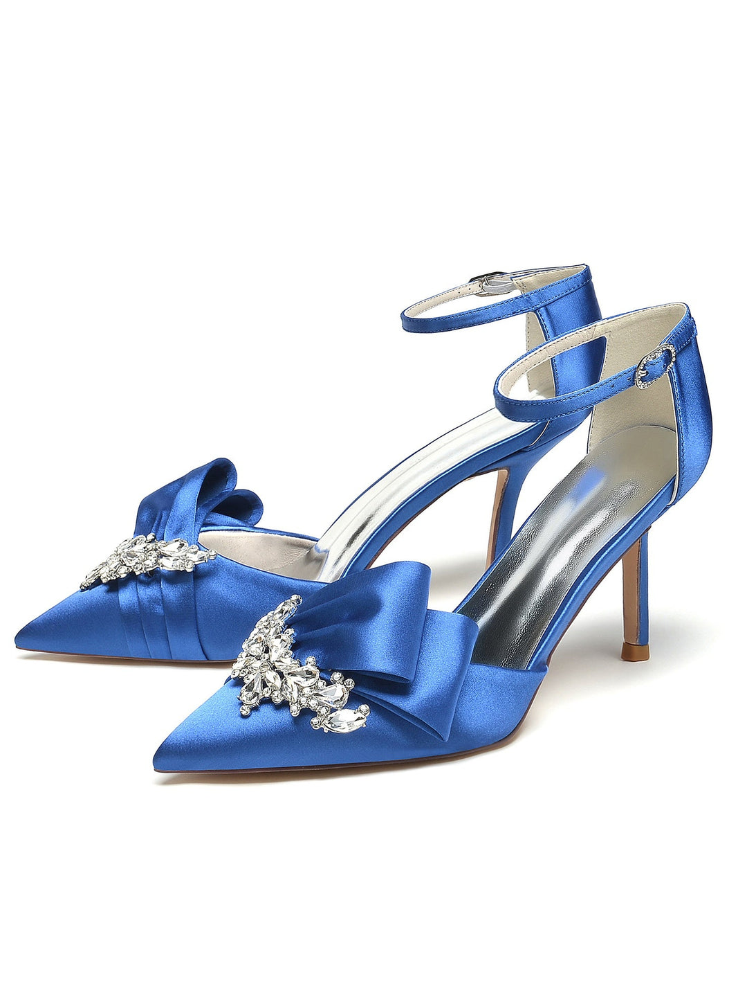 Chaussures de Demoiselle D'Honneur à Talons Hauts et Bout Pointu en Strass pour Femmes