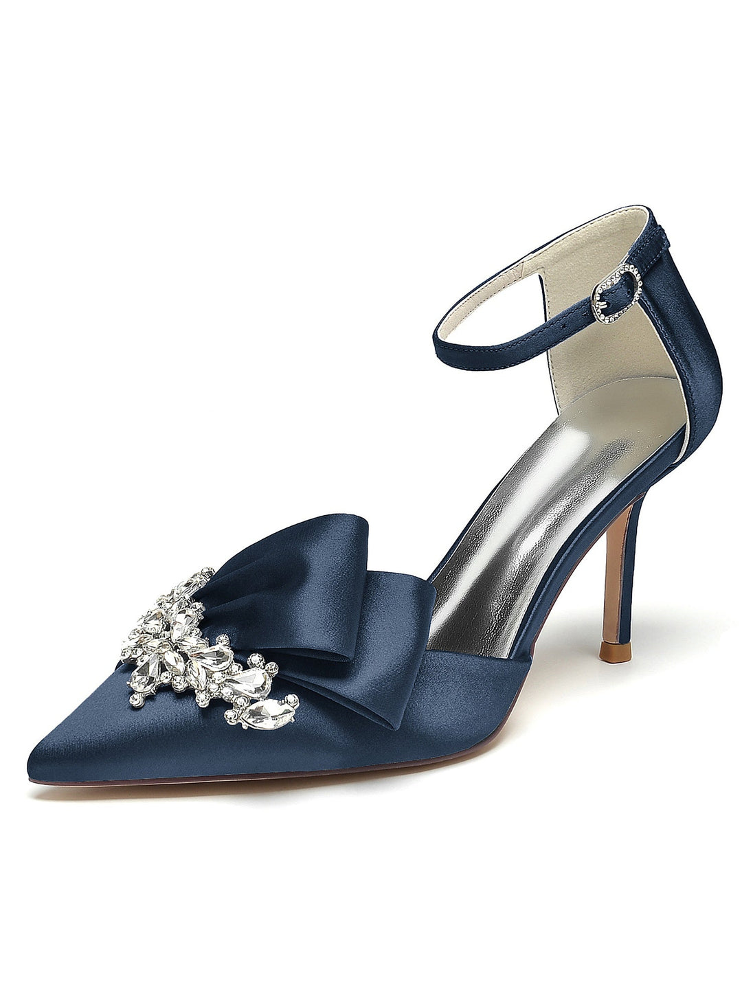 Chaussures de Demoiselle D'Honneur à Talons Hauts et Bout Pointu en Strass pour Femmes