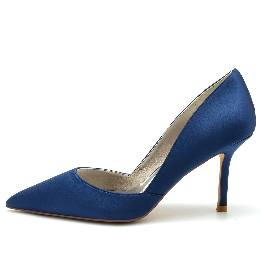 Chaussures de Mariage pour Femmes Stiletto Satin de Soie Bout Pointu Chaussures de Mariée Minimalistes