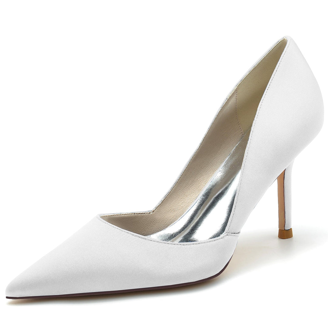 Chaussures de Mariage pour Femmes Stiletto Satin de Soie Bout Pointu Chaussures de Mariée Minimalistes