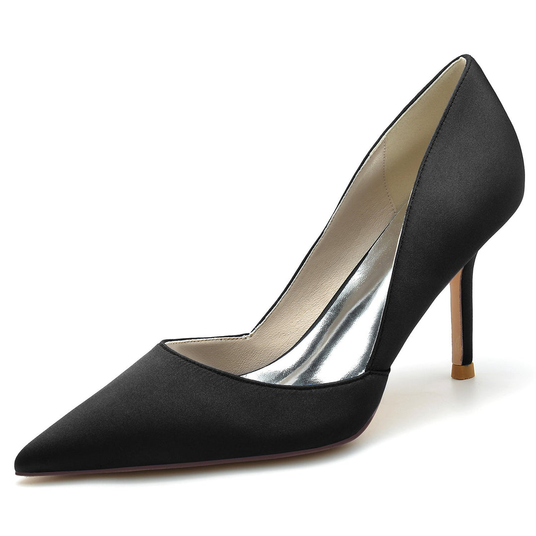 Chaussures de Mariage pour Femmes Stiletto Satin de Soie Bout Pointu Chaussures de Mariée Minimalistes