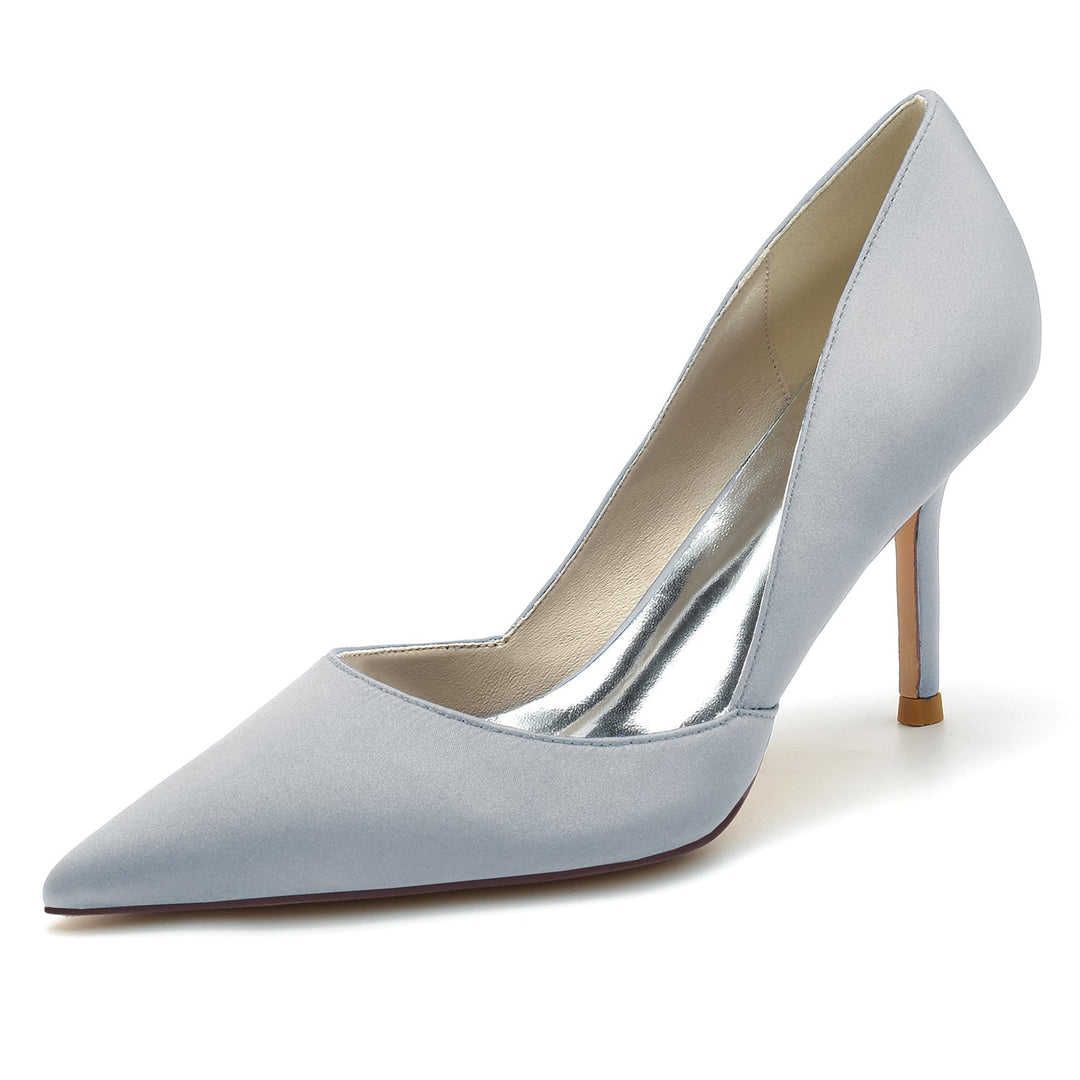 Chaussures de Mariage pour Femmes Stiletto Satin de Soie Bout Pointu Chaussures de Mariée Minimalistes