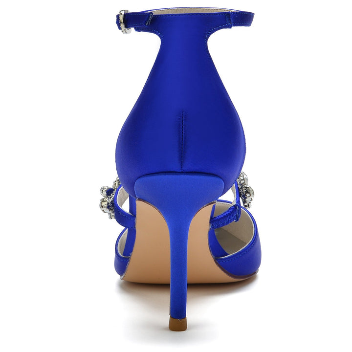 Chaussures de Mariée à Talon Aiguille et Bout Pointu en Strass pour Femmes