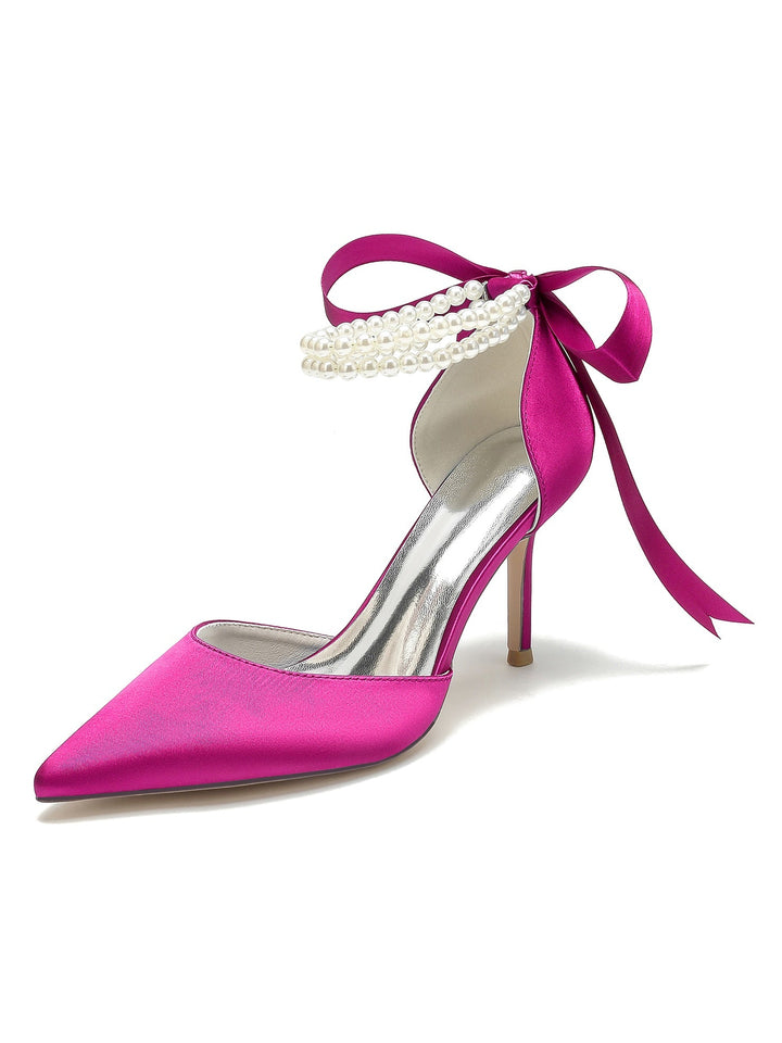 Chaussures de Mariage pour Femmes, Chaussures de Demoiselle D'Honneur à Bout Pointu et à Talons Hauts