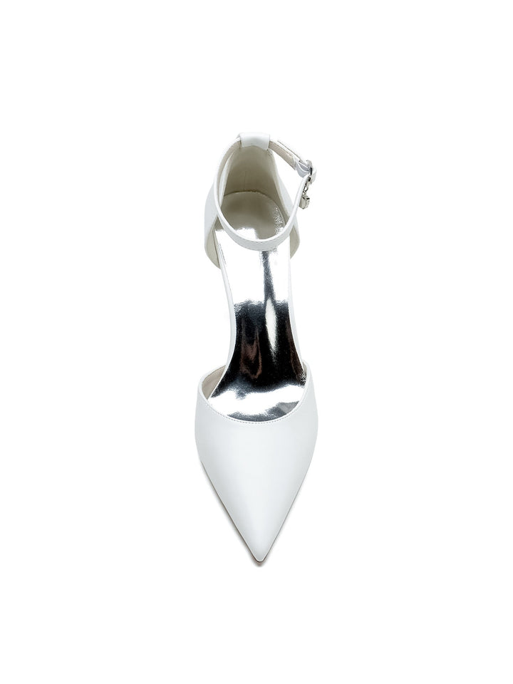 Chaussures de Mariage pour Femmes, Chaussures de Demoiselle D'Honneur à Talons Hauts et Bout Pointu avec Strass