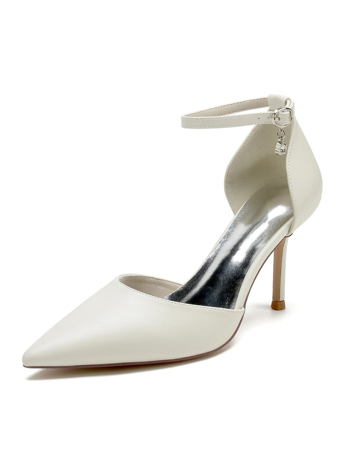 Chaussures de Mariage pour Femmes, Chaussures de Demoiselle D'Honneur à Talons Hauts et Bout Pointu avec Strass