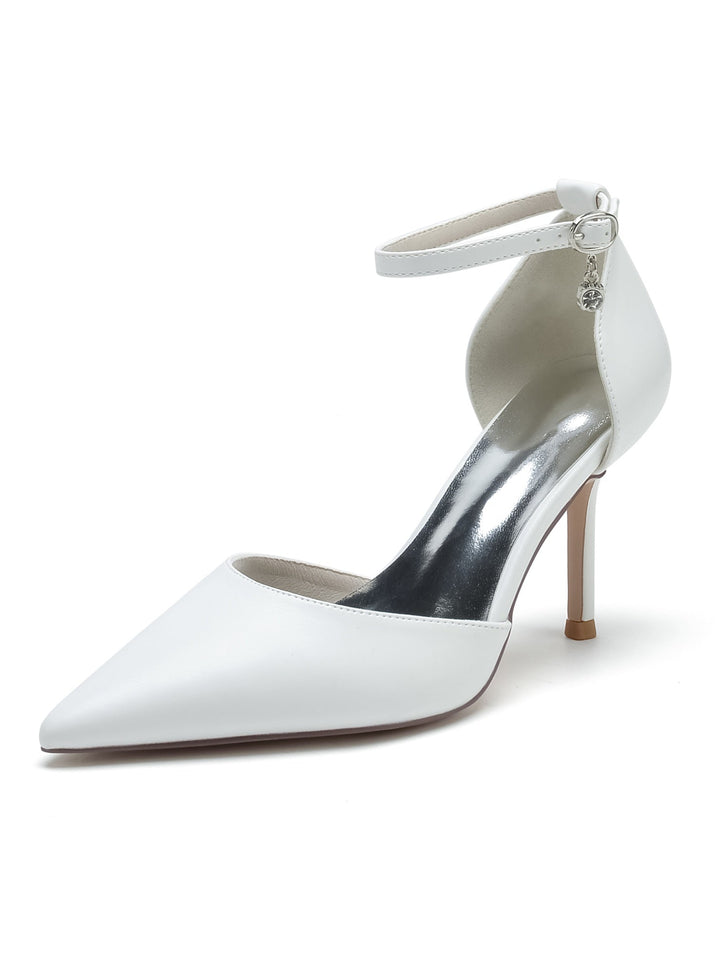 Chaussures de Mariage pour Femmes, Chaussures de Demoiselle D'Honneur à Talons Hauts et Bout Pointu avec Strass