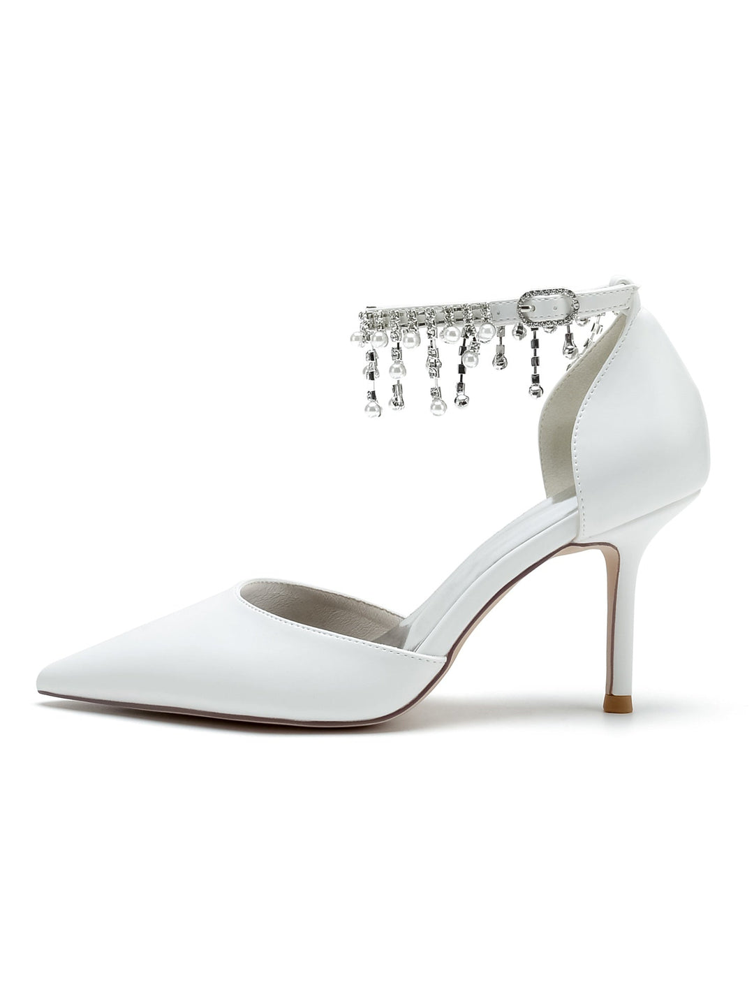 Chaussures de Mariage pour Femmes, Chaussures de Demoiselle D'Honneur à Talons Hauts et Bout Pointu avec Strass