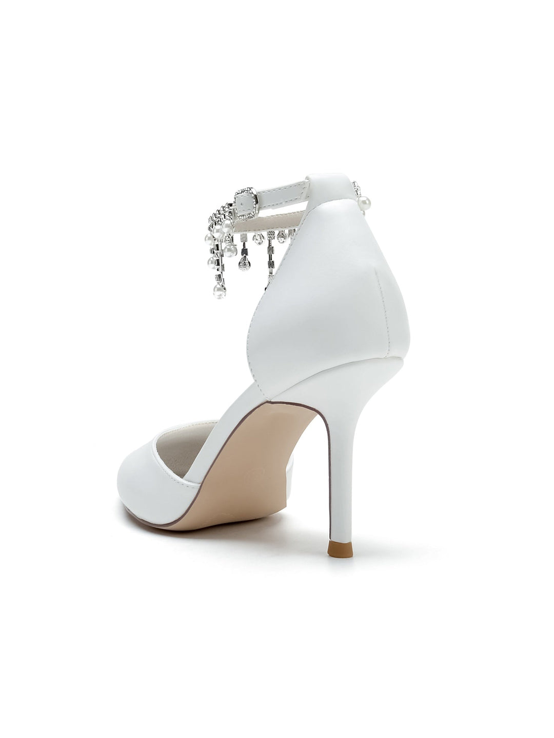 Chaussures de Mariage pour Femmes, Chaussures de Demoiselle D'Honneur à Talons Hauts et Bout Pointu avec Strass