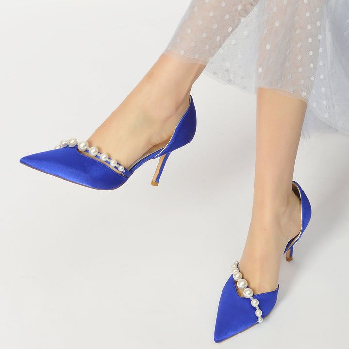 Chaussures de Mariage pour Femmes avec Perles et Bout Pointu - Chaussures de Mariée Minimalistes