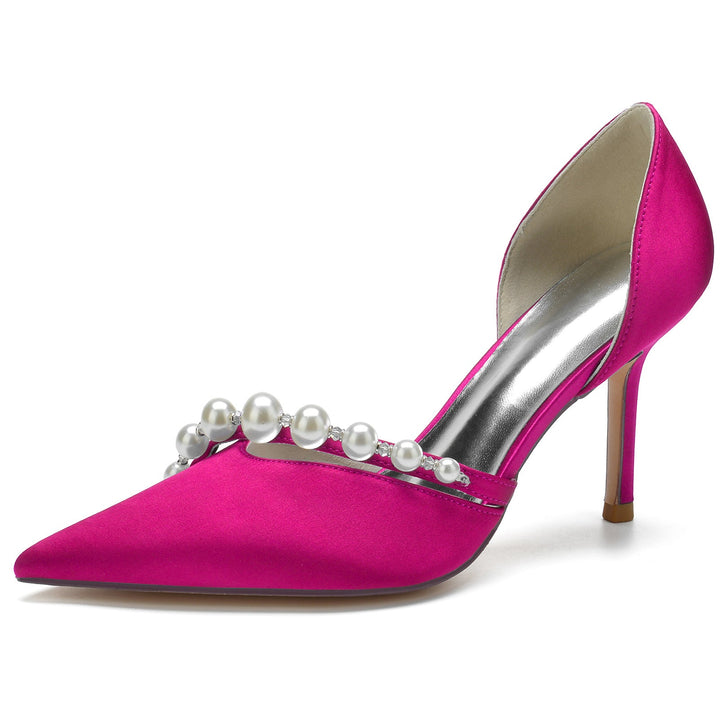 Chaussures de Mariage pour Femmes avec Perles et Bout Pointu - Chaussures de Mariée Minimalistes