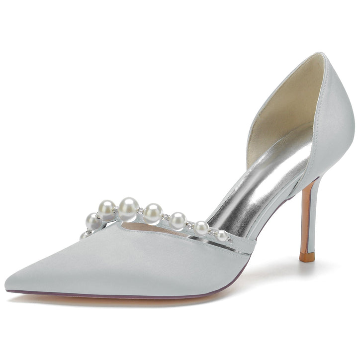 Chaussures de Mariage pour Femmes avec Perles et Bout Pointu - Chaussures de Mariée Minimalistes