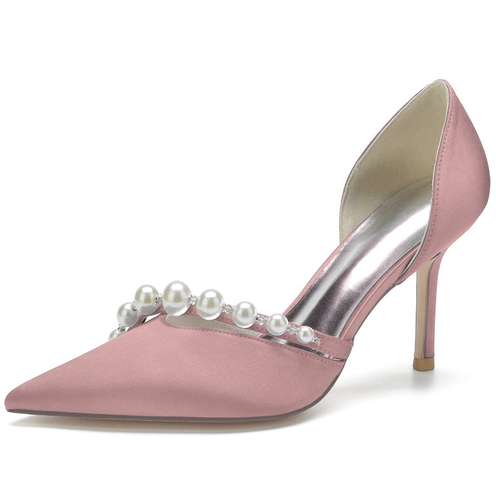 Chaussures de Mariage pour Femmes avec Perles et Bout Pointu - Chaussures de Mariée Minimalistes