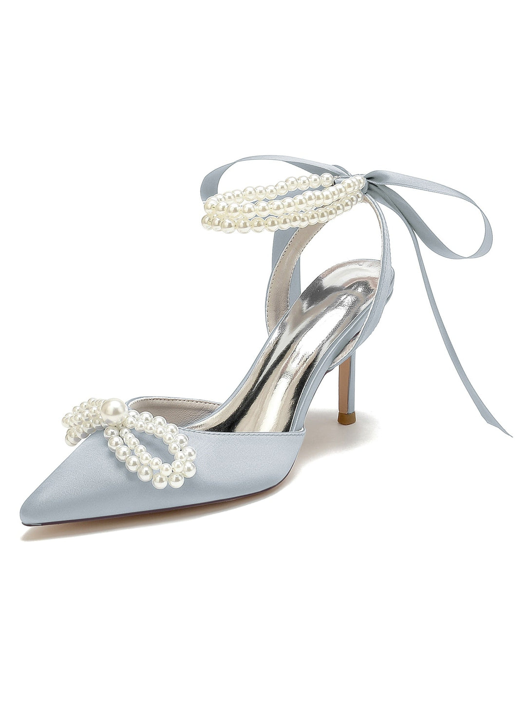 Chaussures de Mariage pour Femmes, Chaussures de Mariée à Talons Hauts et Bout Pointu avec Perles