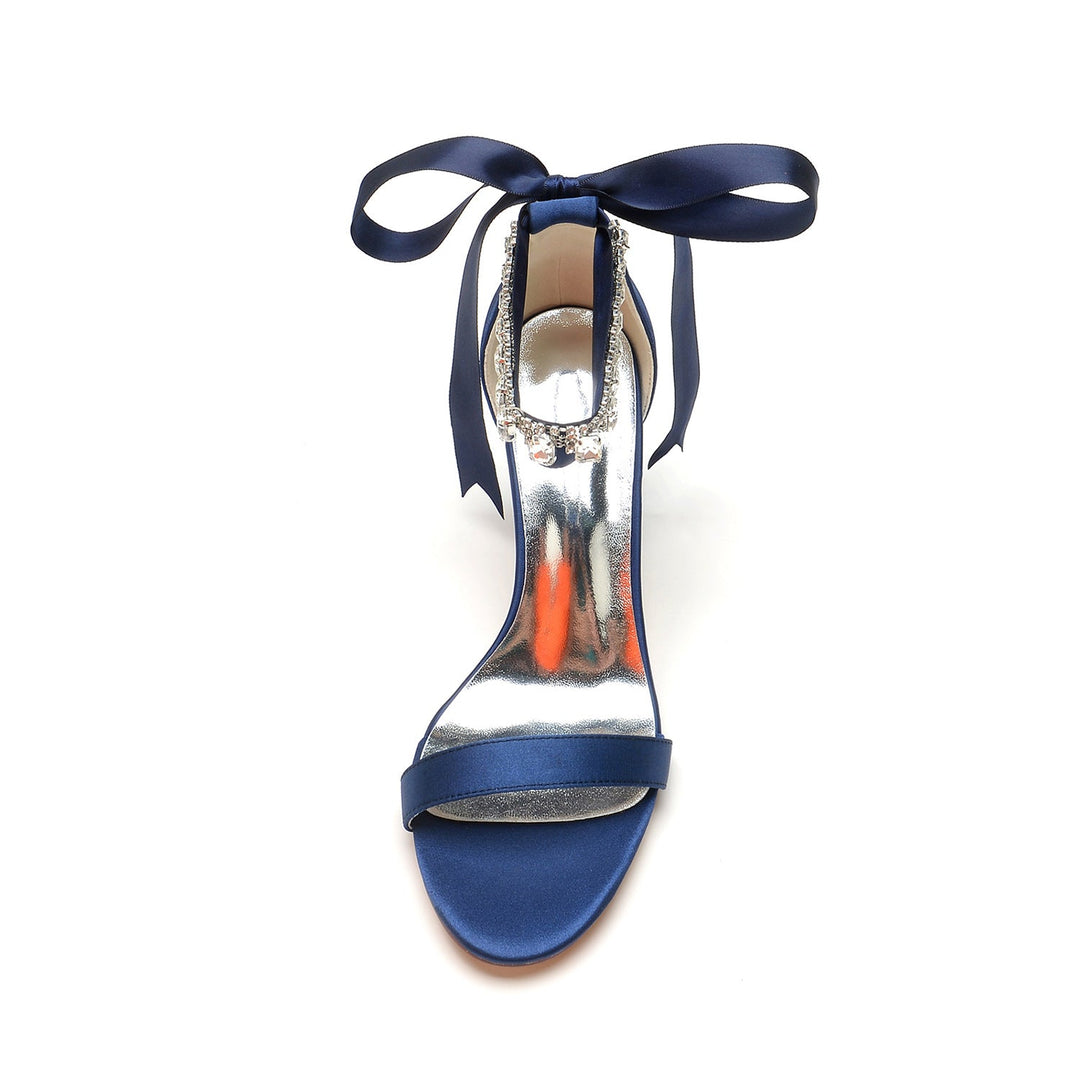 Chaussures de Mariage pour Femmes à Bout Ouvert, Talon Épais, Boucle à Strass, Chaussures de Mariée