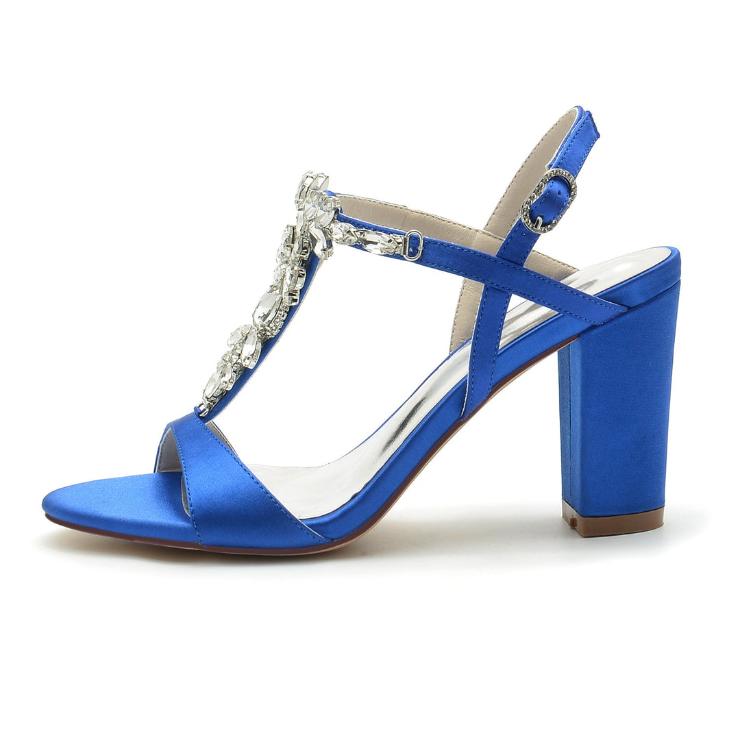 Chaussures de Mariage pour Femmes avec Strass et Boucle à Bout Ouvert