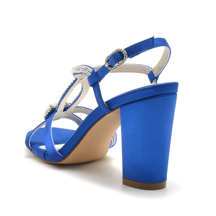 Chaussures de Mariage pour Femmes, Chaussures de Mariée à Bout Ouvert et à Talons Compensés avec Boucle Croisée