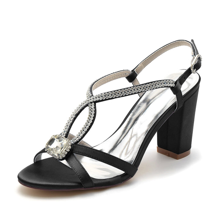 Chaussures de Mariage pour Femmes, Chaussures de Mariée à Bout Ouvert et à Talons Compensés avec Boucle Croisée