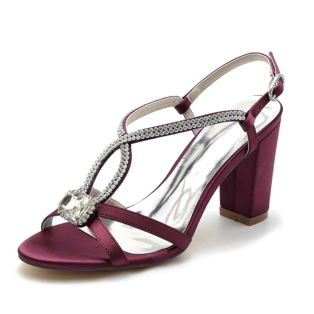 Chaussures de Mariage pour Femmes, Chaussures de Mariée à Bout Ouvert et à Talons Compensés avec Boucle Croisée