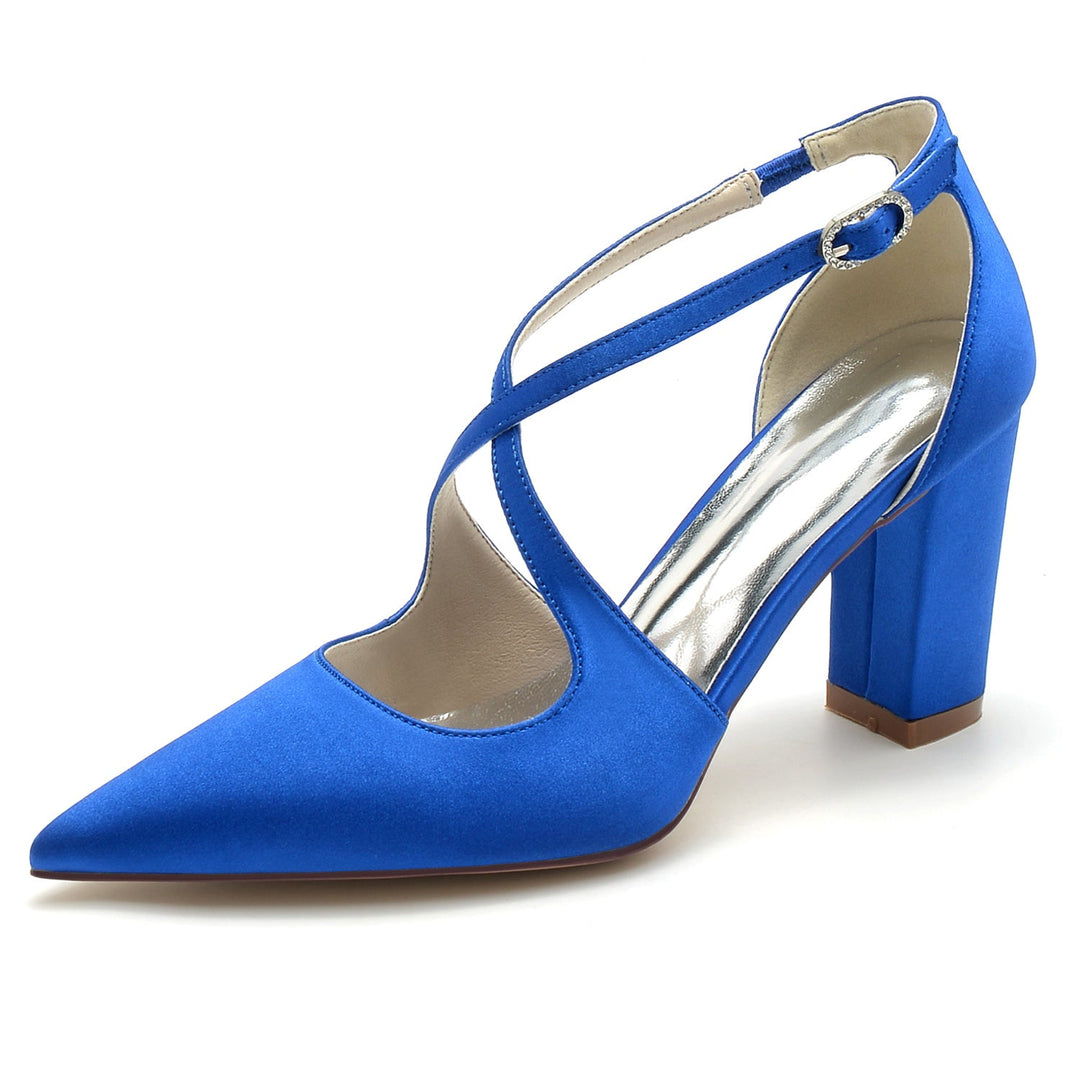 Chaussures de Mariage pour Femmes, Chaussures de Mariée à Bout Pointu et à Boucle Croisées