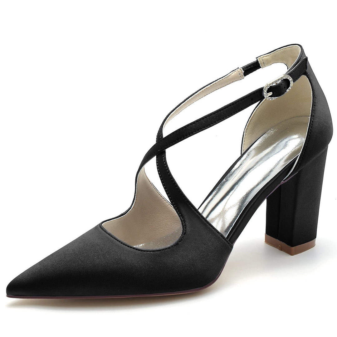 Chaussures de Mariage pour Femmes, Chaussures de Mariée à Bout Pointu et à Boucle Croisées