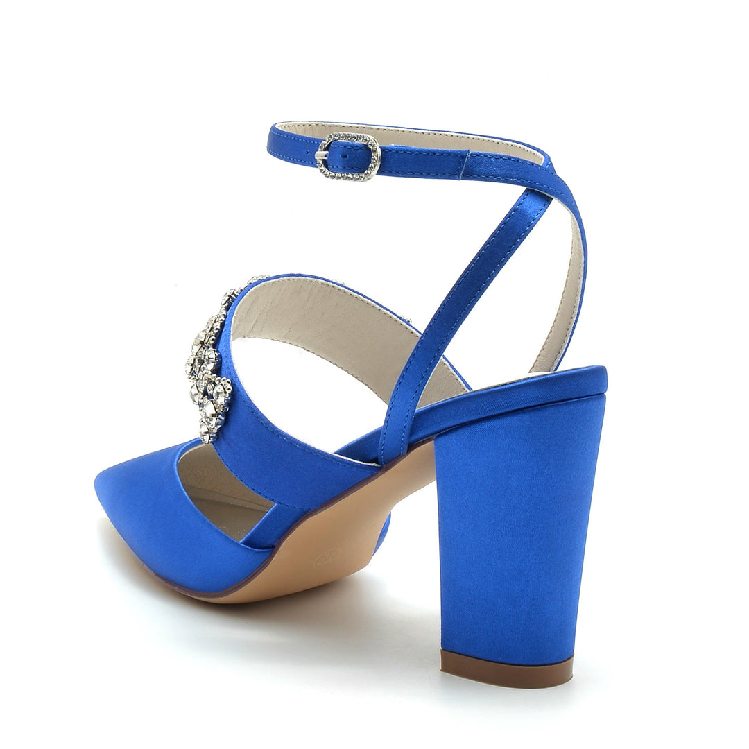 Chaussures de Mariage pour Femmes, Chaussures de Mariée à Bout Fermé avec Boucle et Strass