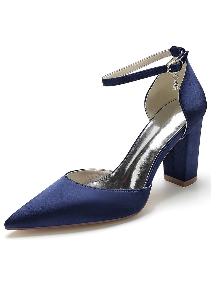 Chaussures de Mariée à Talons Hauts et Bout Pointu avec Strass pour Femmes