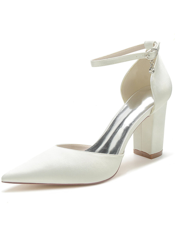 Chaussures de Mariée à Talons Hauts et Bout Pointu avec Strass pour Femmes