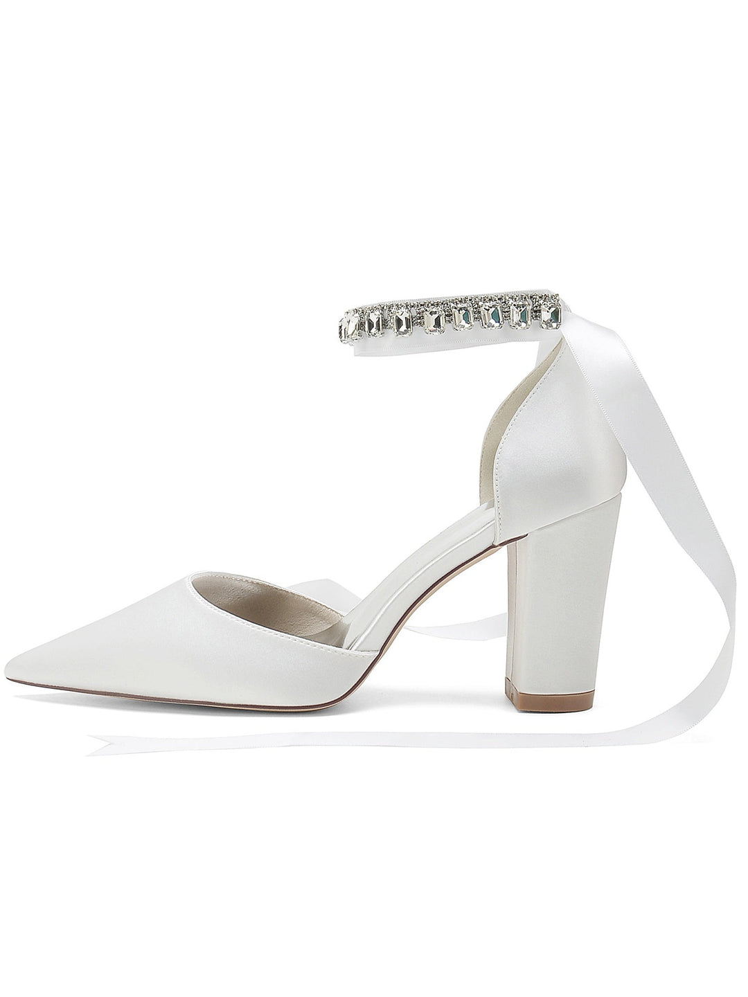 Chaussures de Demoiselle D'Honneur à Talons Hauts et Bout Pointu en Strass pour Femmes