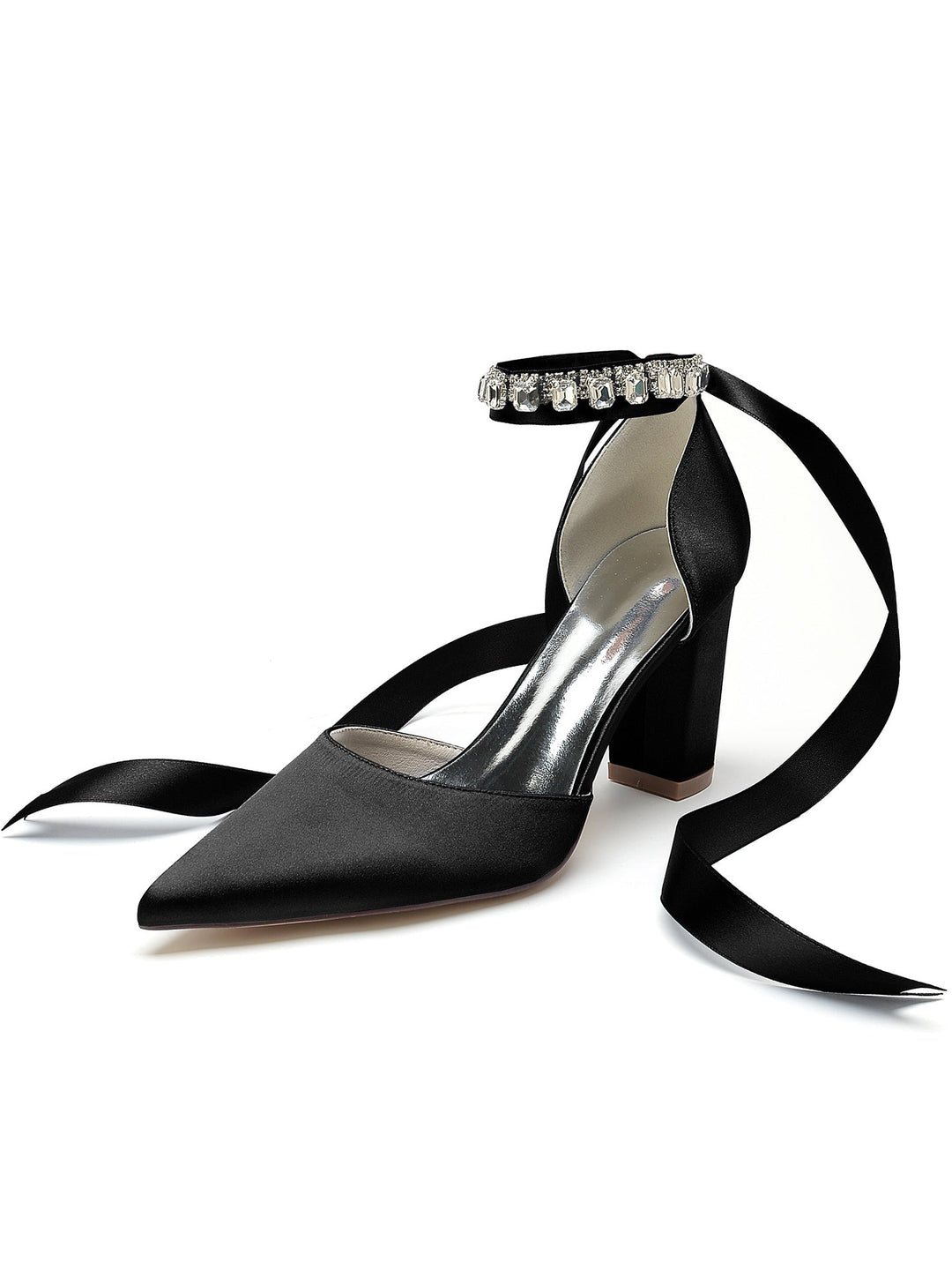 Chaussures de Demoiselle D'Honneur à Talons Hauts et Bout Pointu en Strass pour Femmes