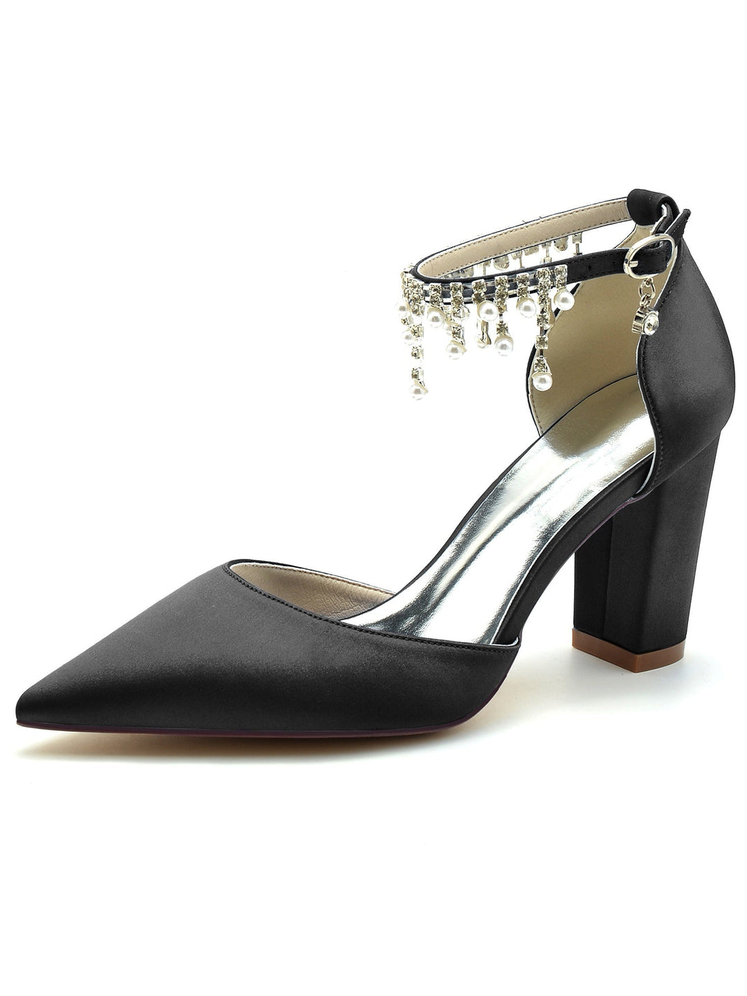 Chaussures de Demoiselle D'Honneur à Talons Hauts et Bout Pointu en Strass pour Femmes