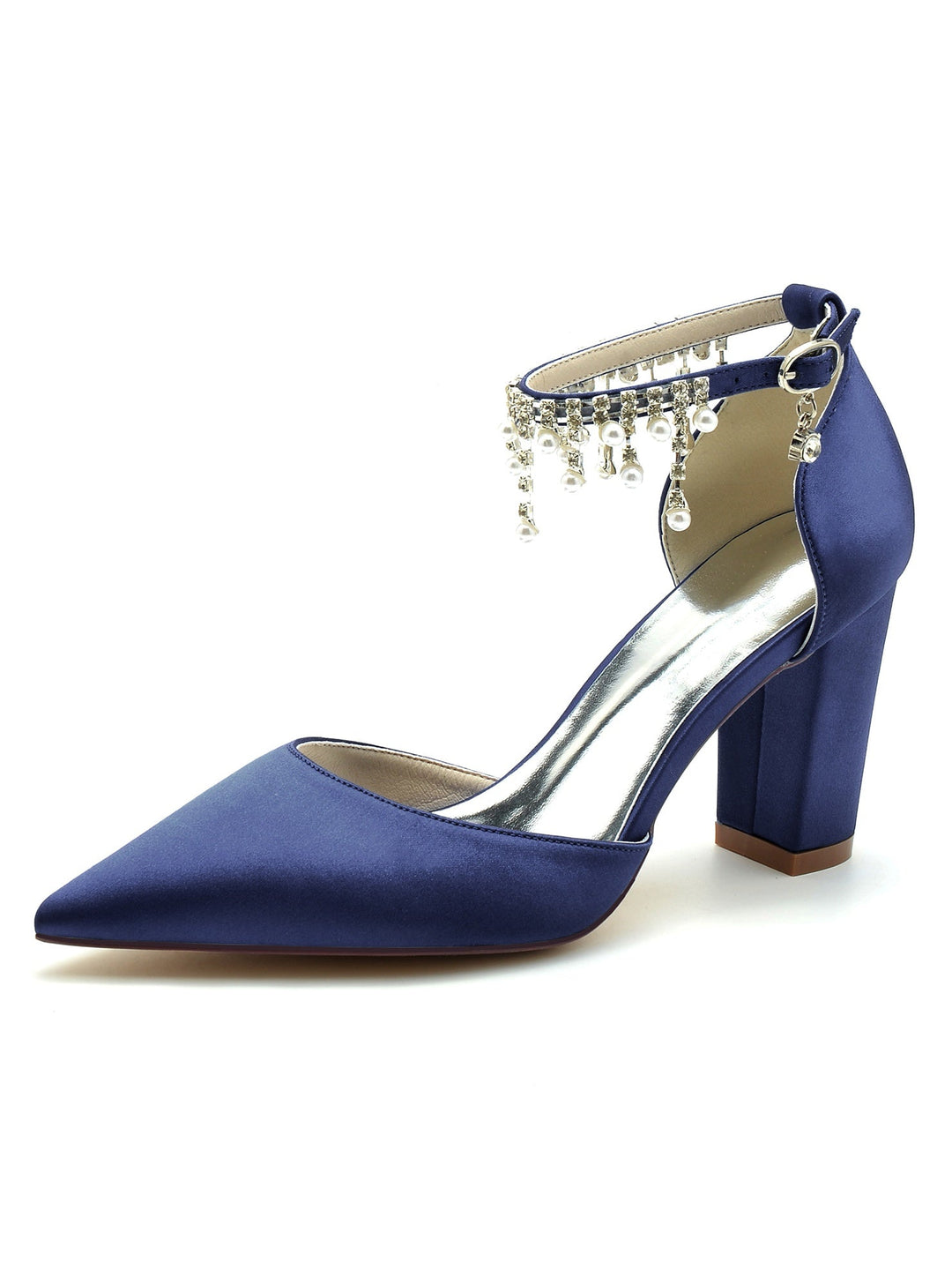 Chaussures de Demoiselle D'Honneur à Talons Hauts et Bout Pointu en Strass pour Femmes